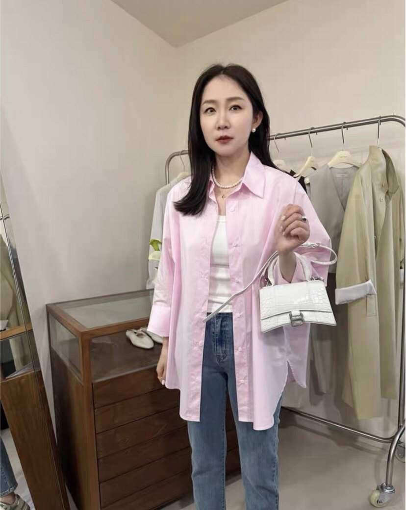2025早秋widelia长袖慵懒风宽松百搭少女感衬衫纯棉休闲衬衣7125