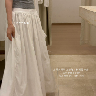 XIA夏夏-高腰加长A版百褶大摆显瘦修饰身材半身裙WGSK63580
