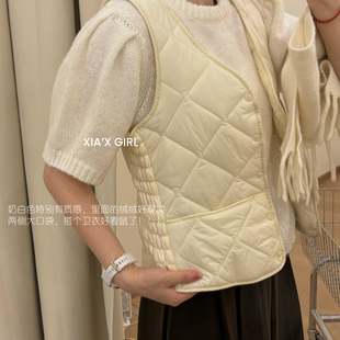 XIA夏夏轻薄保暖内搭背心贴身内穿褶皱收腰显瘦坎肩马甲HS3017D