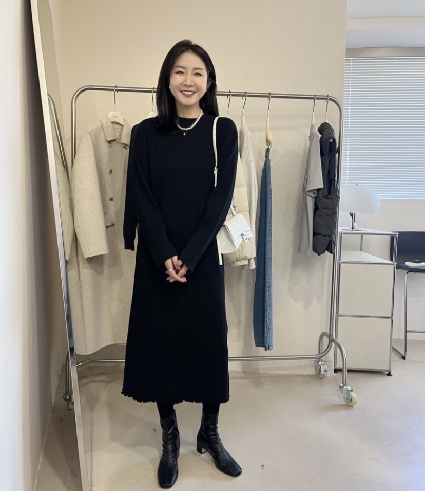 2025新款widelia套头长袖长裙通勤百搭气质花边显瘦中长款连衣裙