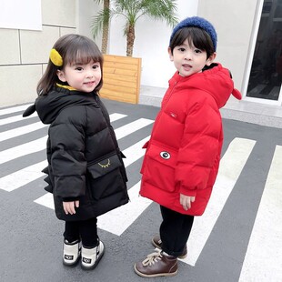 宝宝儿童羽绒服男女童加厚加绒冬天宝宝冬季衣服过年中长款外套