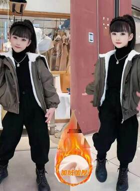 童装2025女童冬装新款韩版加绒保暖儿童皮衣外套女宝洋气小孩衣服
