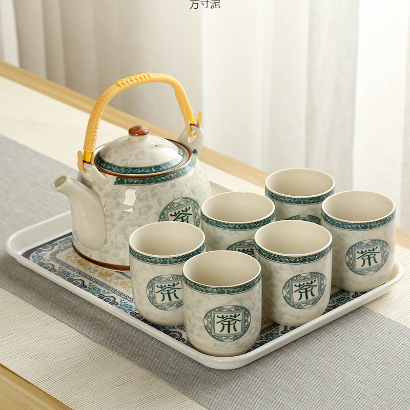 精致陶瓷青花提梁壶1000毫升茶壶家用泡茶功夫茶盘套茶具小套装厂