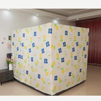 布蚊帐防尘顶纹帐单开门床幔遮光保暖挡风加厚防寒孕妇家用1.51.8