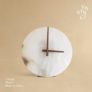 范琦简单易近人的豪华圆形创意大理石时钟装饰模型房客厅卧室电视