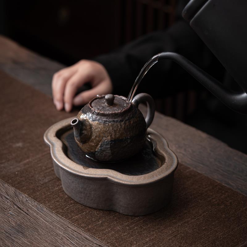 储水式壶承盘小干泡台家用养壶垫茶壶底座托盘原矿陶瓷茶具配件