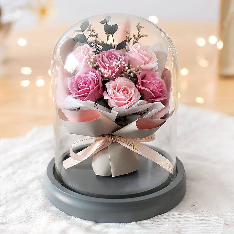 永生花玫瑰花玫瑰花束满天星干花香皂花礼盒送女友闺蜜生日礼物