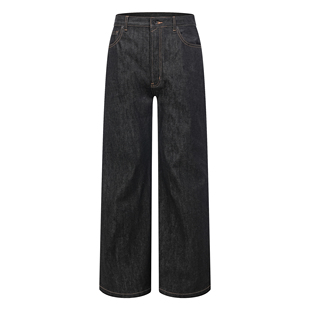 直筒长裤 原牛纯色拼真皮胎牛头层赤窄幅牛仔裤 百搭 OASIS KUJOY