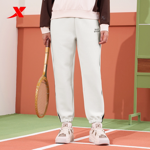 特步运动长裤女2024秋季新款撞色宽松休闲女裤运动裤976128630006