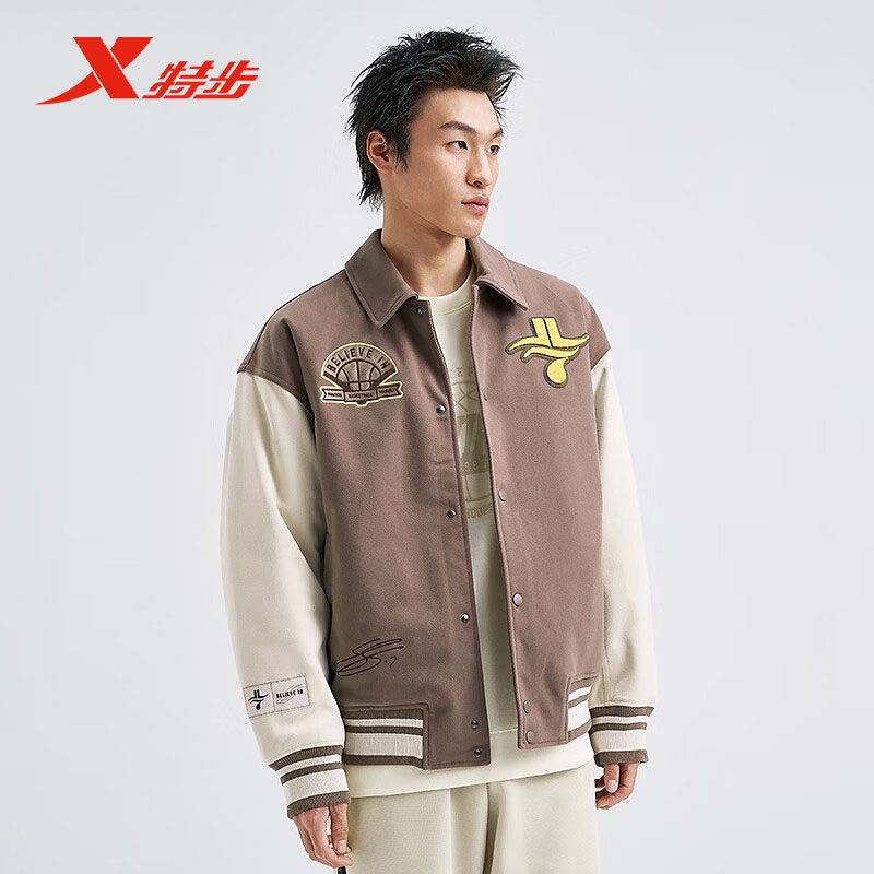 特步薄棉服运动翻领夹克男2025秋季新款保暖防风外套975129170202