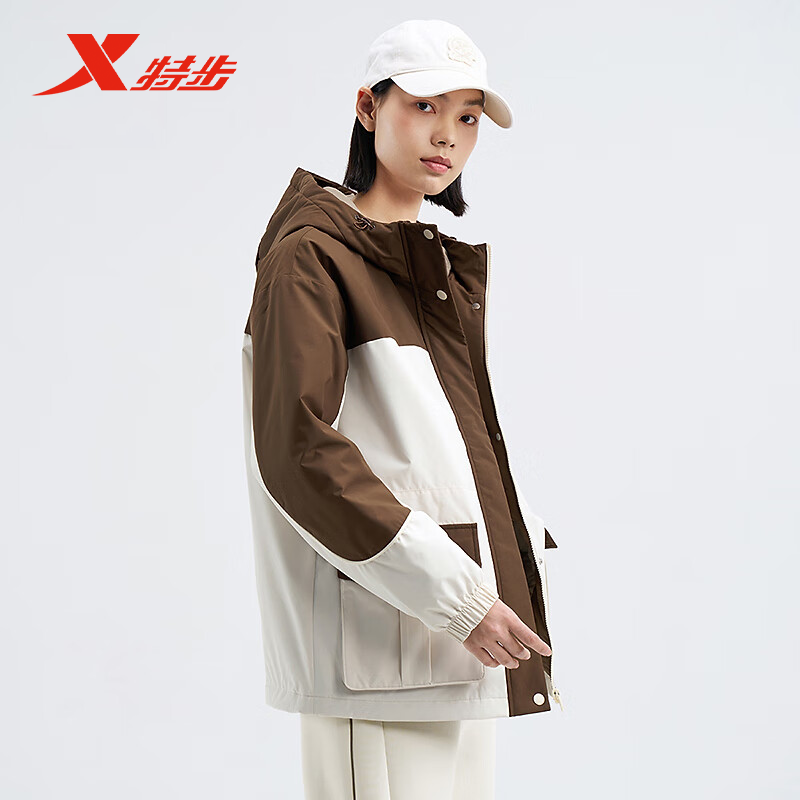 特步女棉服2024冬季新款保暖防风棉衣女连帽运动外套976428170264
