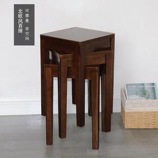 木头凳子 全实木方凳原木板凳家用北欧简约梳妆凳餐桌凳小椅子时尚