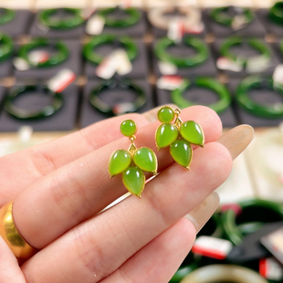 V3银镶碧玉老料艳底艳阳绿翠阳绿金枝玉叶无瑕疵正价499