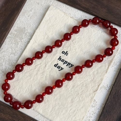 许妍同款红玉髓烤色红玛瑙福利手串天然冰透红玉髓玛瑙双圈高颜值