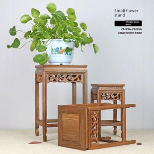 鸡翅木小花架实木质花瓶盆景底座办公桌面花架鱼缸花几明式置物架