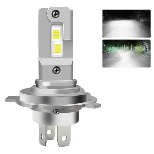 汽车LED大灯H4远近一体近黄远白双色直插原装位500W高亮12V-24V