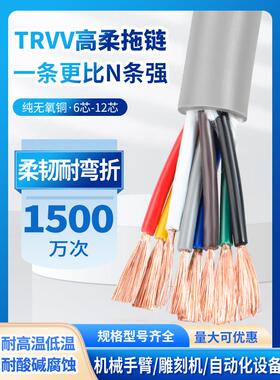 TRVV坦克拖炼电缆6 7 8 10 12芯0.2 0.3 0.5 0.75平方高柔性电线