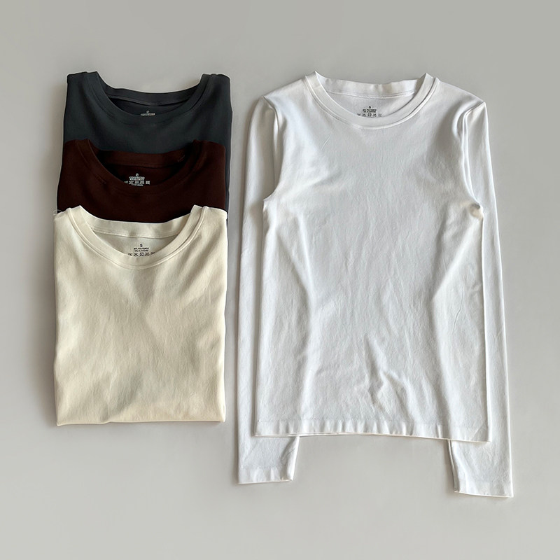 纯色圆领正肩运动瑜伽服秋冬外穿百搭户外跑步健身衣速干训练长袖