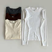 纯色圆领正肩运动瑜伽服秋冬外穿百搭户外跑步健身衣速干训练长袖