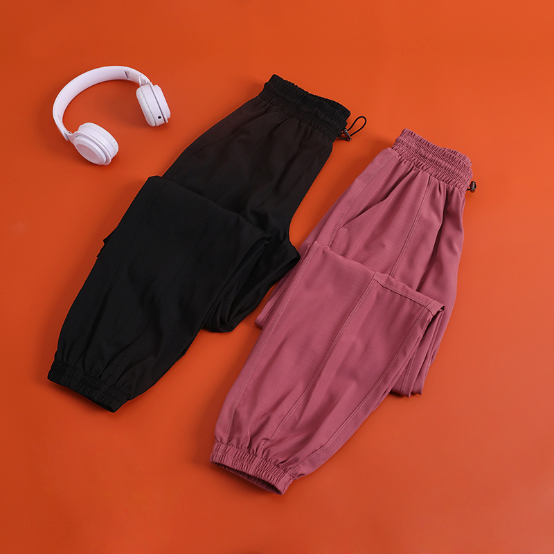 宽松运动裤女束脚显瘦高腰速干健身裤跑步休闲哈伦收脚瑜伽长裤女