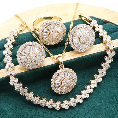 New Arrivals Gold Color Jewelry Sets For Women Wedding White
