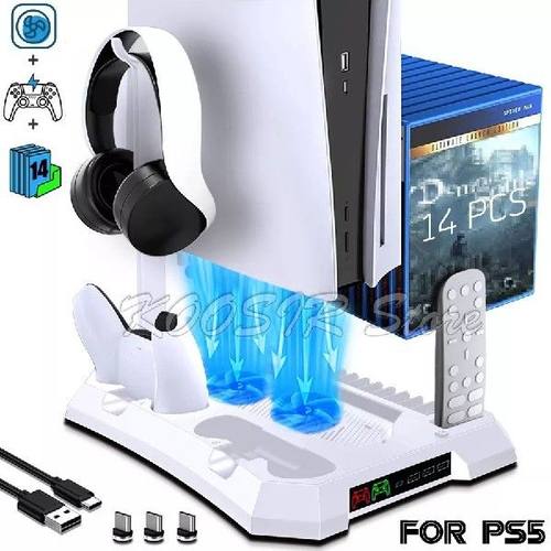 2022 PS5 Console Cooling Stand 2 Controller Charger Headset