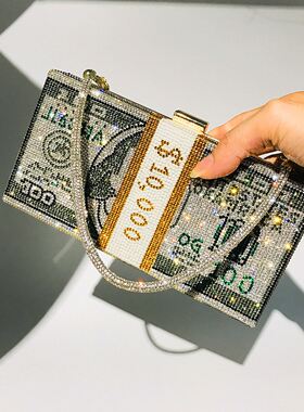 Evening Party Bag Dollar Cash Bag Lady Summer Cool Rhineston