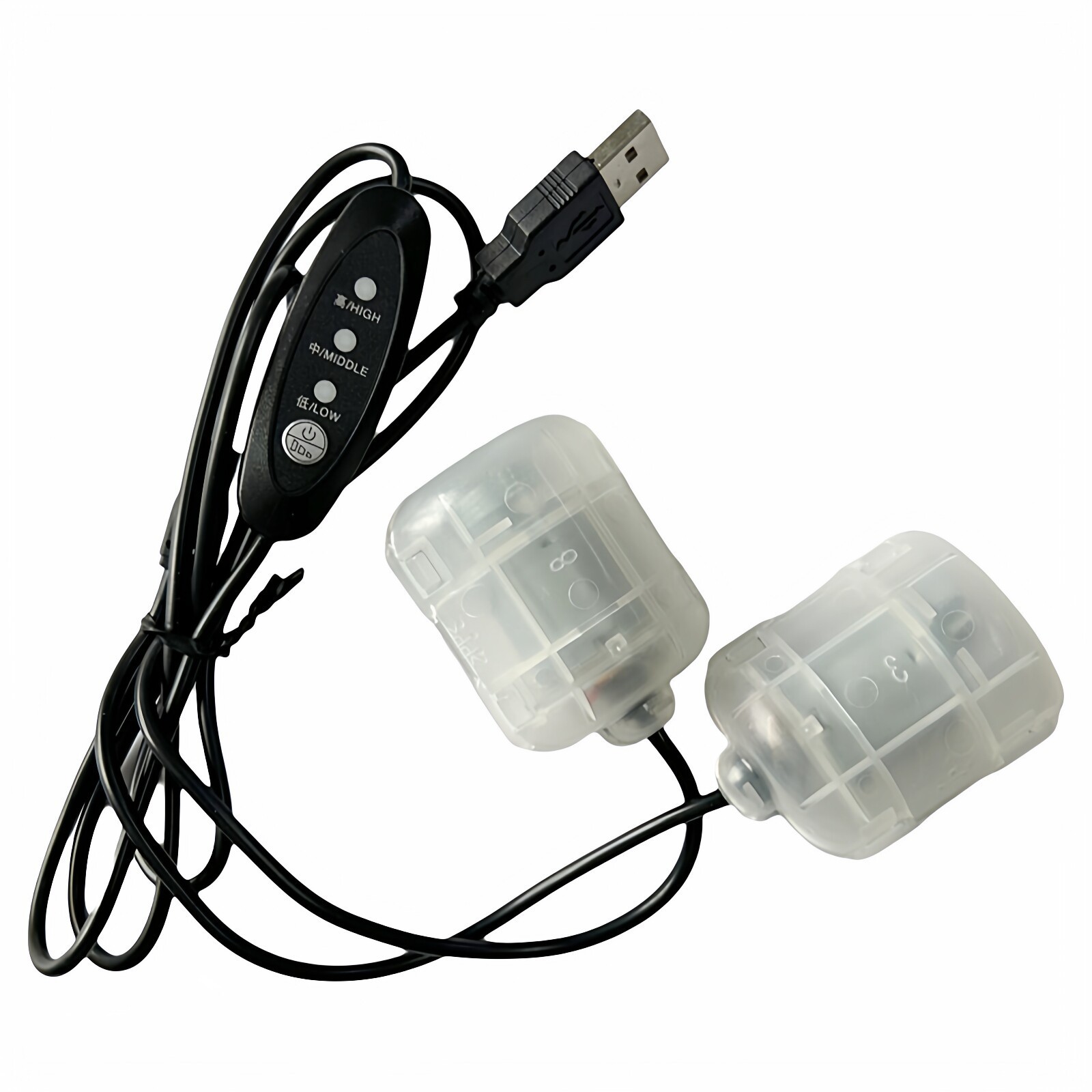 USB 三档调速振动按摩马达 一拖二 按摩枕腰靠座垫震动器配件