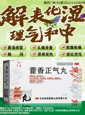 天圣藿香正气丸解表化湿外感风寒头痛腹胀呕吐泄泻 26年8月效期OZ