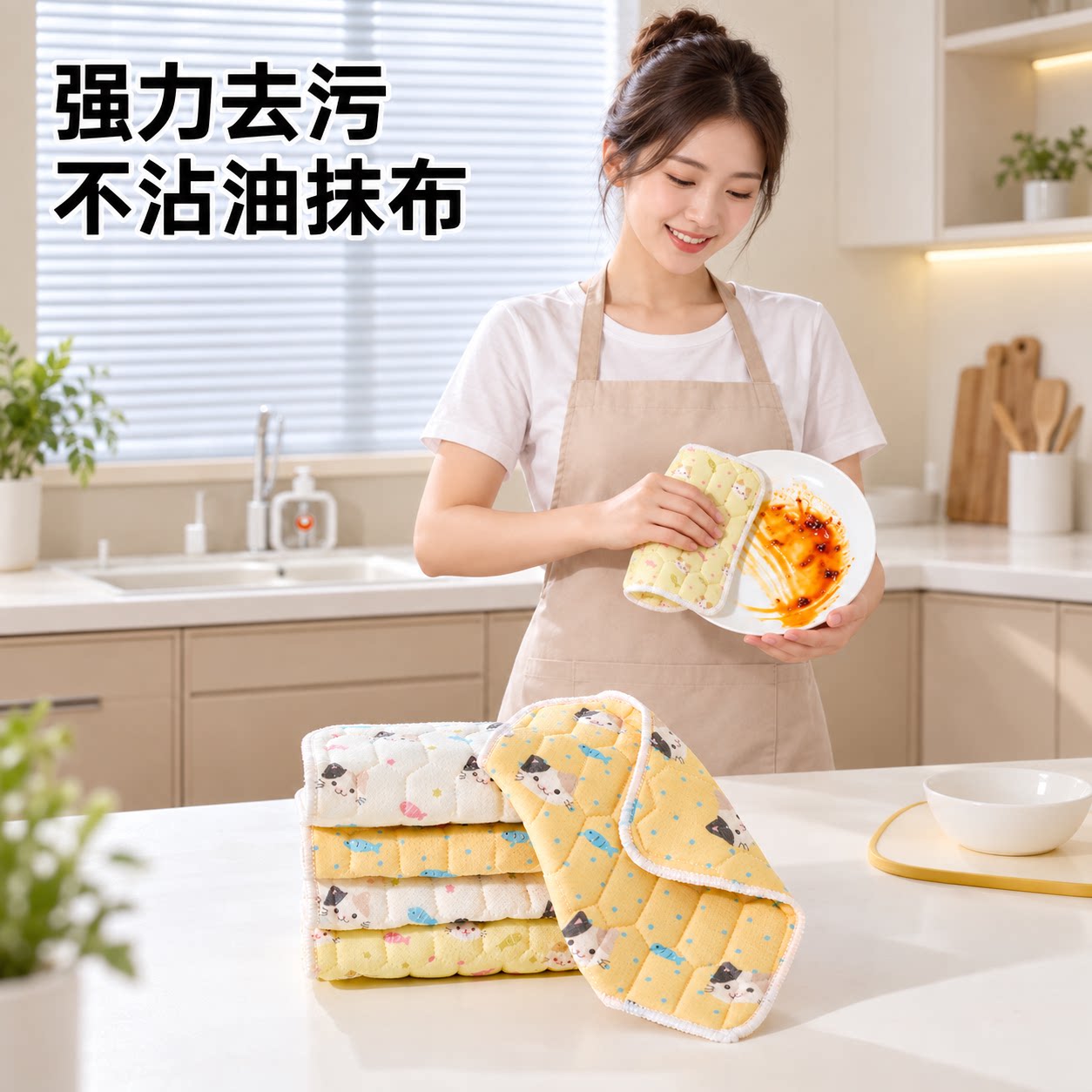 厨房双面去油抹布起泡易冲洗