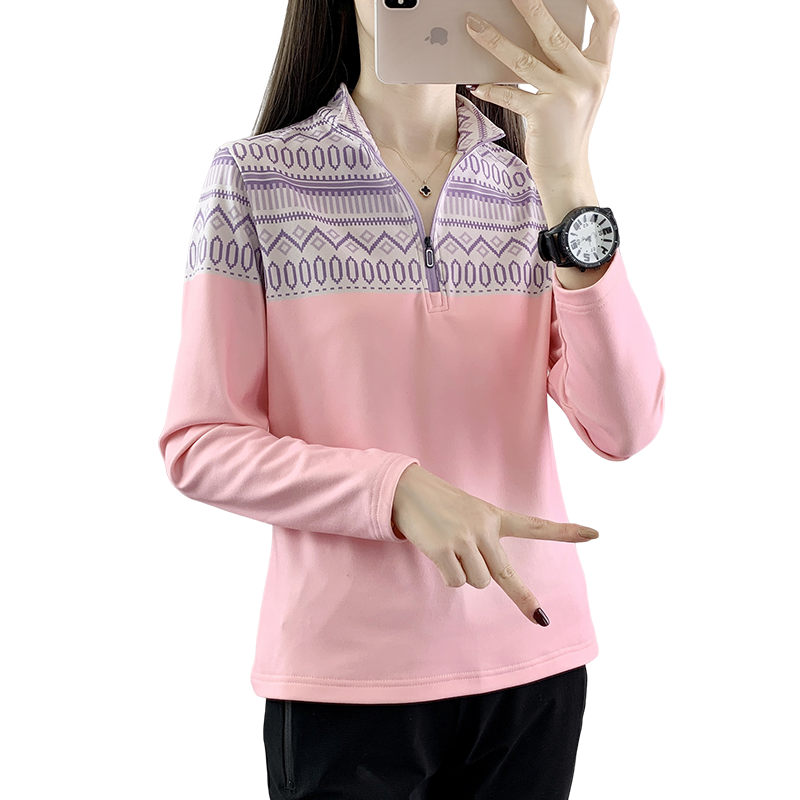 秋冬打底抓绒T恤女加厚保暖速干衣女柔软摇粒绒套头卫衣双面德绒
