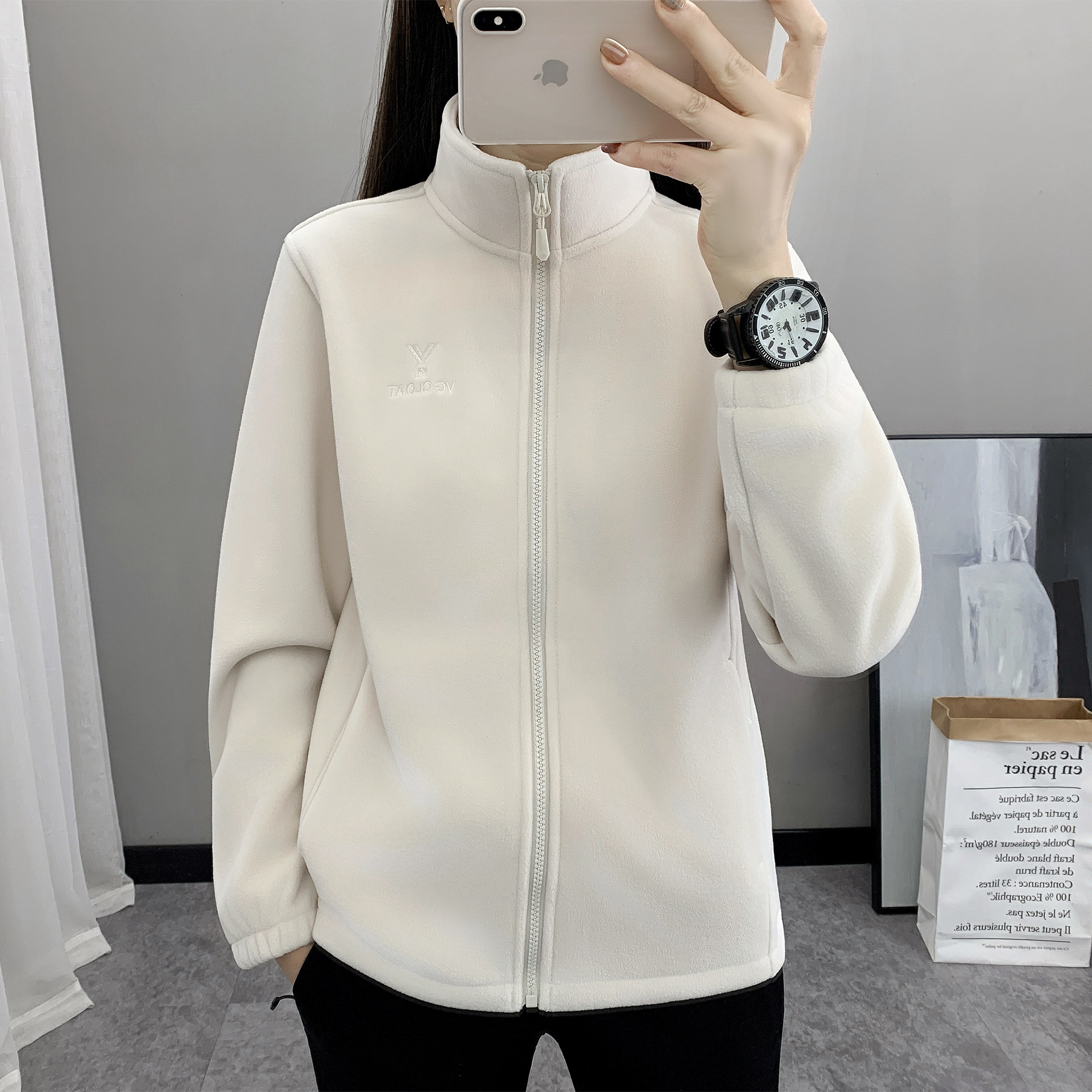 YG户外抓绒衣外套女新款春秋冬抗静电保暖加厚摇粒绒冲锋衣内胆女