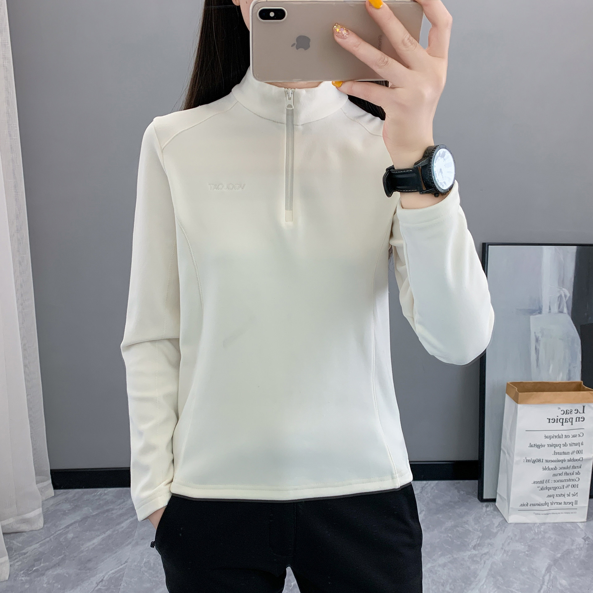 YG户外抓绒衣女款冲锋衣内胆摇粒绒立领保暖德绒内搭长袖打底衫女图片