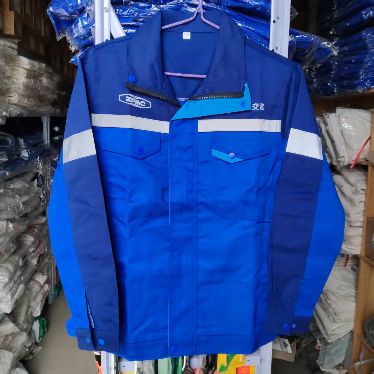 新款振华港机重工涤棉工作服ZPMC舒适透气耐磨做工加固春秋夏套装