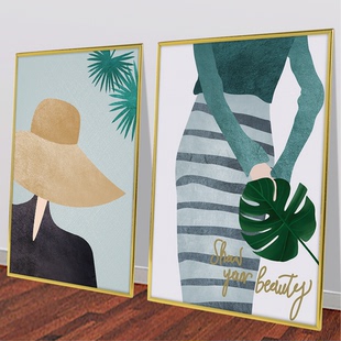 服装店轻奢装饰画试衣间创意挂画女装店背景照片墙贴纸KT板金边