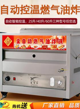 全自动控温油炸锅燃气油炸锅商用摆摊炸油条鸡排麻花智能炸炉煤气