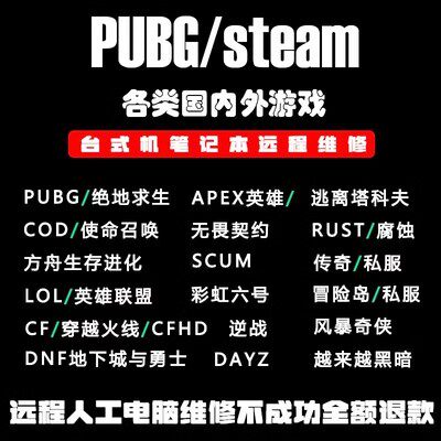 电脑机器逃离塔科夫APEX无畏契约val5RUST吃鸡lol绝地求生SCUM码