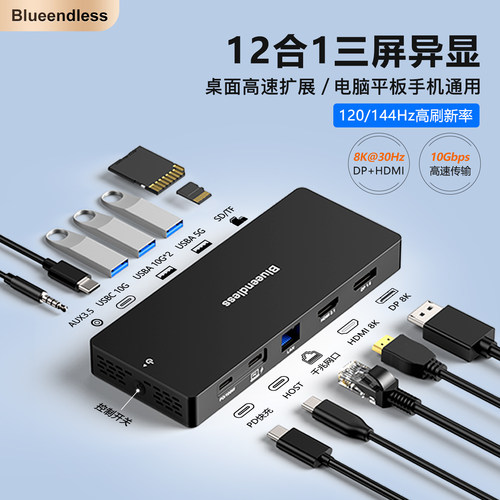 blueendless扩展坞8k三屏异显