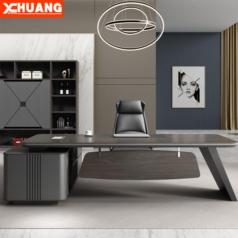 佛山钢架老板桌单人大班台商用办公室简约现代总裁桌组合办公桌子