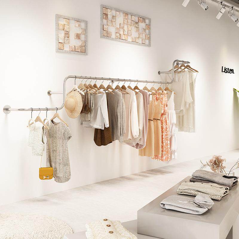 服装店展示架上墙壁挂式婚纱架子童装衣服陈列架创意女装店挂衣架