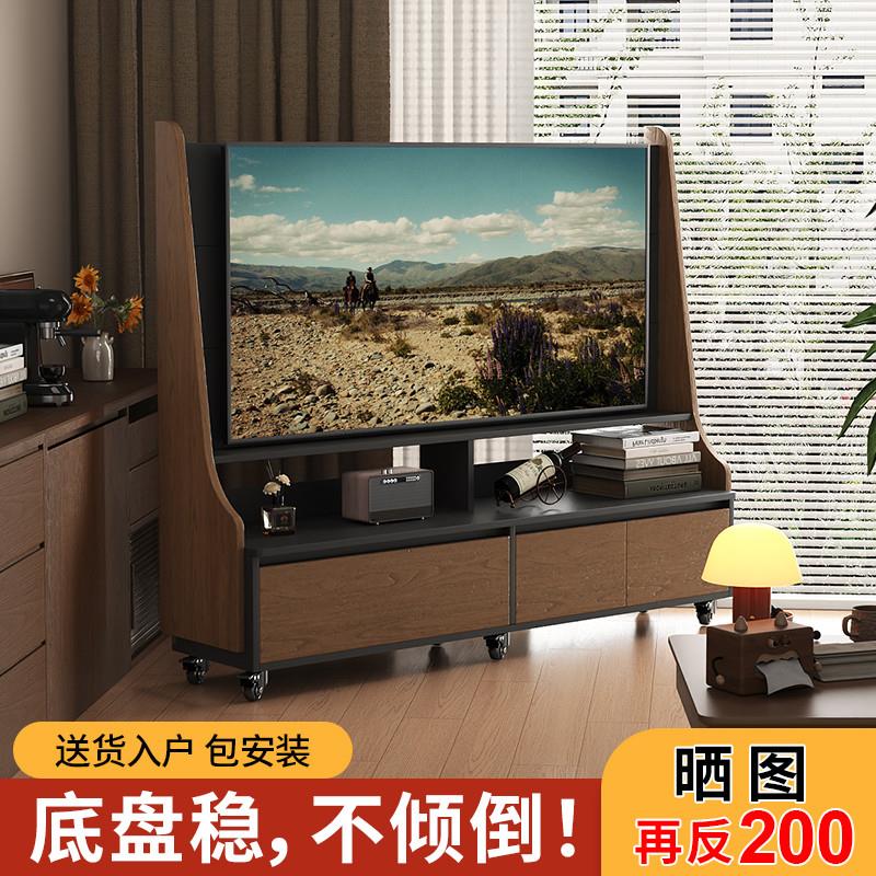 实木可移动电视机柜客厅家用小户型现代简约落地收纳储物电视支架