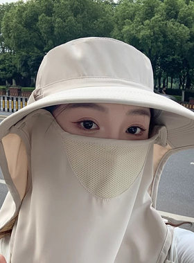 全方位防晒帽透气遮脸面罩护颈一体太阳帽防紫外线户外遮阳帽女夏