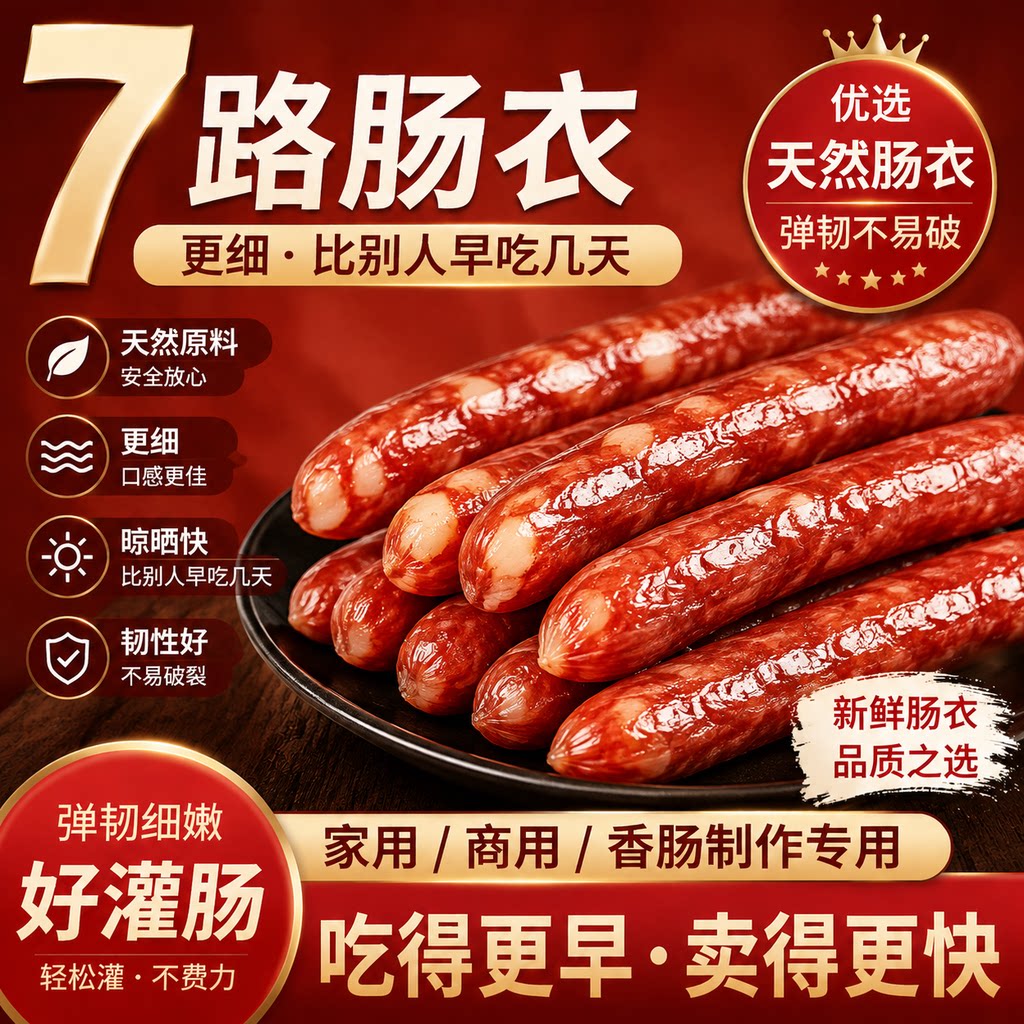 z儿童香肠猪肠衣羊肠衣风干肠腊肠天然肠皮肠衣灌香肠家用食品级