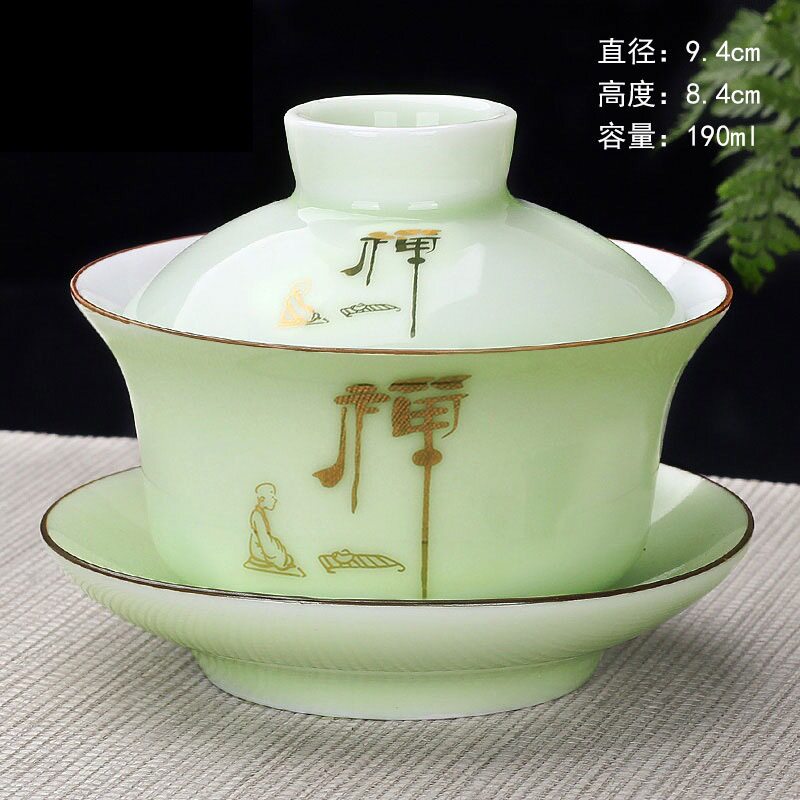 三才盖碗带盖泡茶杯单个茶碗功夫茶具特大号加厚防烫高端套装加厚