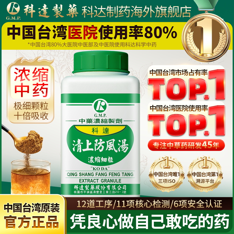 科达制药清上防风汤中成药浓缩颗粒酒糟鼻玫瑰痤疮耳内生疮