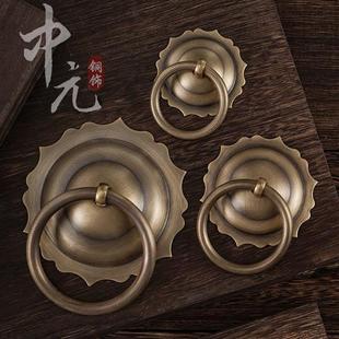 中式彷古纯铜拉环大门把手铜环庭院古建寺庙老式门装饰门环铜把手