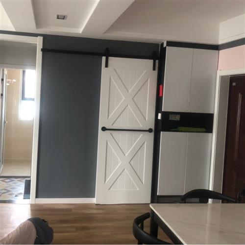 美式移门长拉手谷仓门复古大门把手老式对开木门店门黑色手柄明装