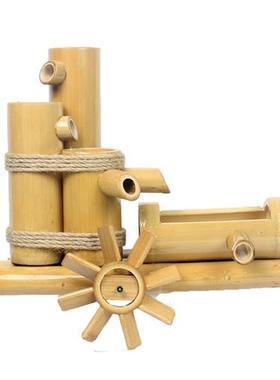 新中式竹艺流水摆件 竹制加湿水轮造景可客制化招财装饰品