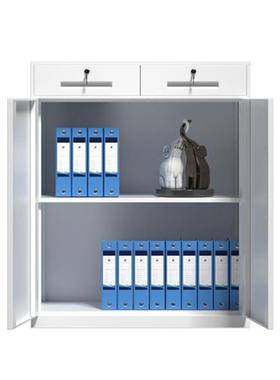 黑色铁皮柜办公室资料柜文件柜工具柜玻璃门小矮铁柜子阳台储物柜