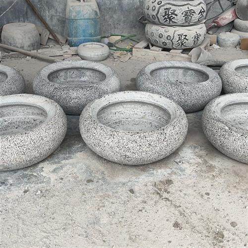 日式水钵庭院流水石钵景观枯山水造景花园石槽盆竹子户外石雕摆件